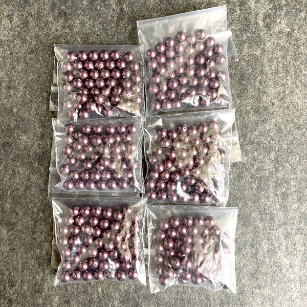 6mm round crystal pearls burgundy Swarovski? - 300 pc - estate destash - NextStage Vintage