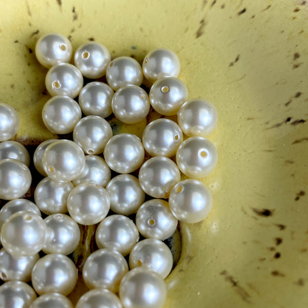 6mm round crystal pearls Swarovski? - 850 pc - cream - estate destash