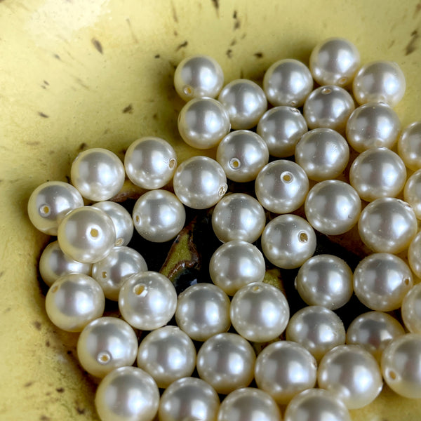 6mm round crystal pearls Swarovski? - 850 pc - cream - estate destash