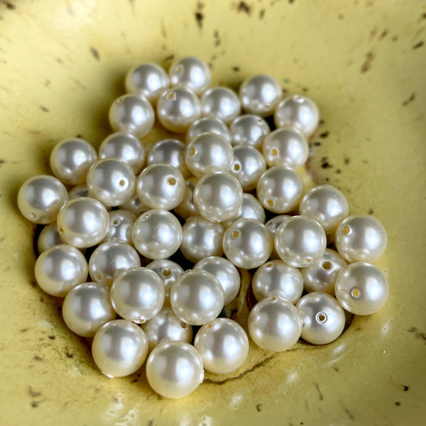 6mm round crystal pearls Swarovski? - 850 pc - cream - estate destash