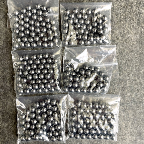 6mm round crystal pearls Swarovski? - 300 pc - dark gray - estate destash