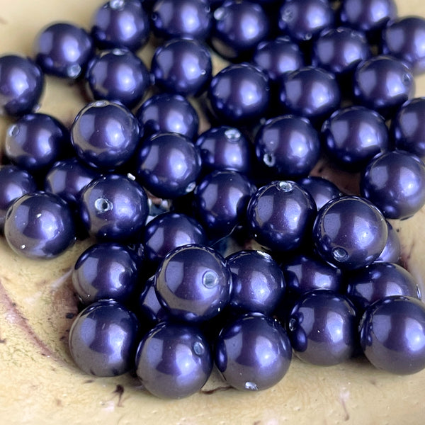 6mm round crystal pearls Swarovski? - 300 pc - dark purple - estate destash