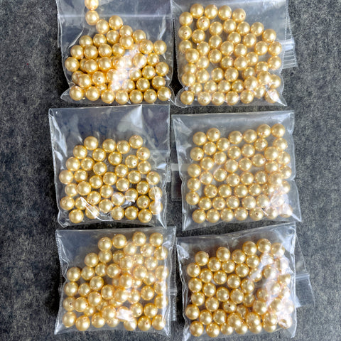 6mm round crystal pearls Swarovski? - 300 pc - gold - estate destash