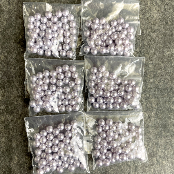 6mm round crystal pearls Swarovski? - 300 pc - lavender - estate destash