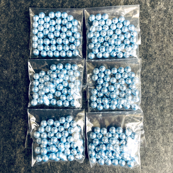 6mm round crystal pearls Swarovski? - 300 pc - light blue - estate destash