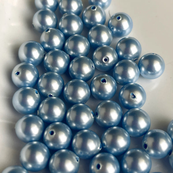 6mm round crystal pearls Swarovski? - 300 pc - light blue - estate destash