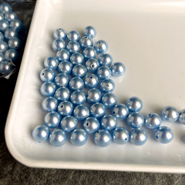 6mm round crystal pearls Swarovski? - 300 pc - light blue - estate destash