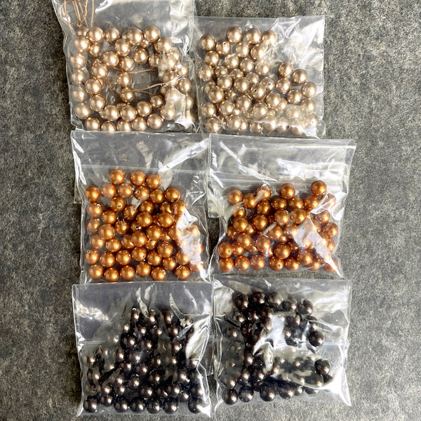 6mm round crystal pearls Swarovski? - 300 pc - bronze, copper, brown - estate destash