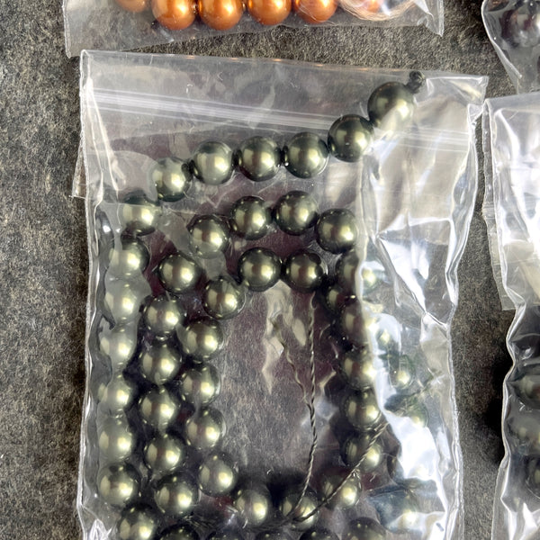 6mm round crystal pearls Swarovski? - 300 pc - color mix - estate destash