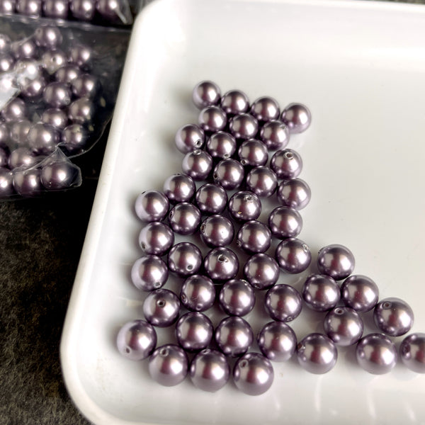 6mm round crystal pearls Swarovski? - 300 pc - mauve - estate destash