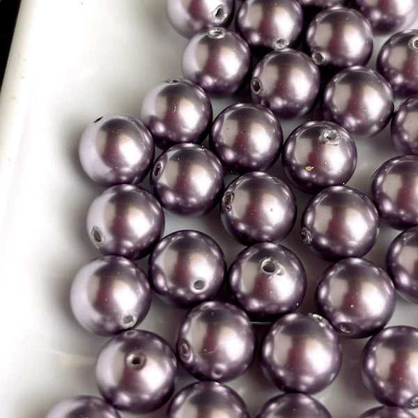 6mm round crystal pearls Swarovski? - 300 pc - mauve - estate destash