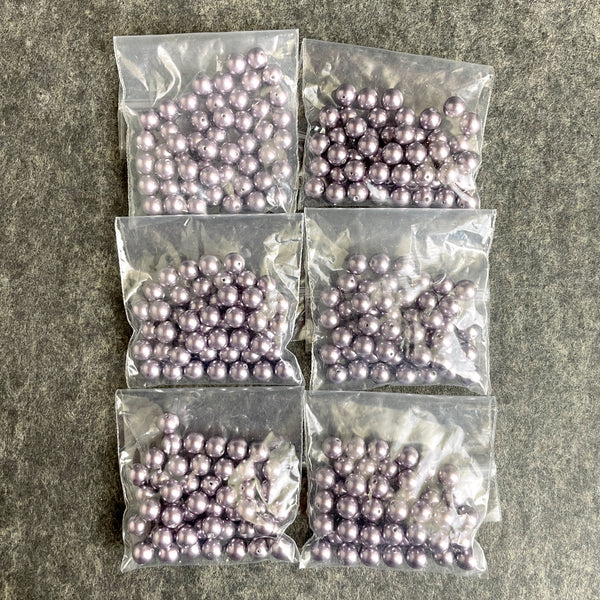 6mm round crystal pearls Swarovski? - 300 pc - mauve - estate destash