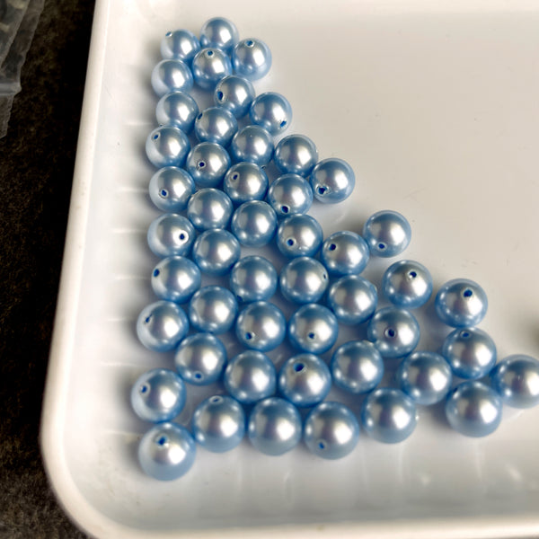 6mm round crystal pearls Swarovski? - 300 pc - blue, gray - estate destash