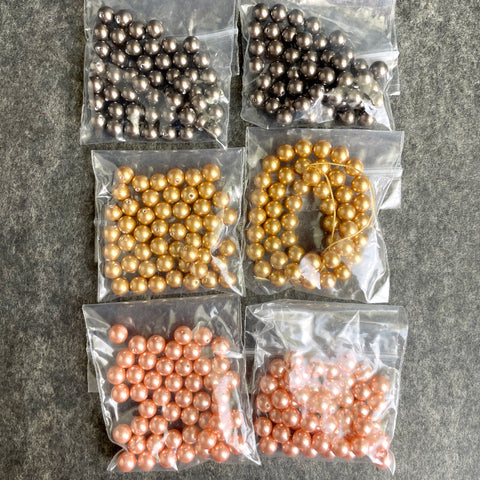 6mm round crystal pearls Swarovski? - 300 pc - peach, gold, brown - estate lot