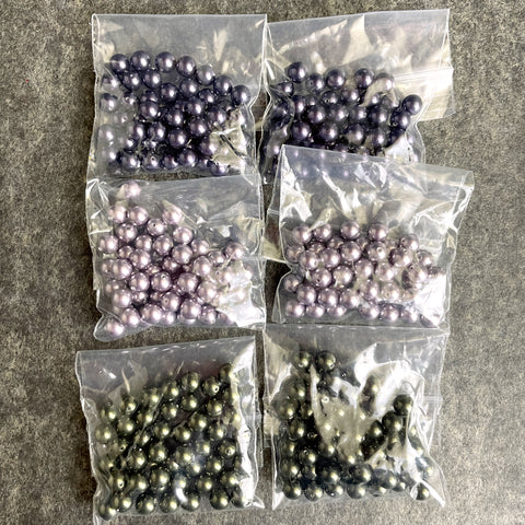 6mm round crystal pearls Swarovski? - 300 pc - mauve, purple, green - estate destash