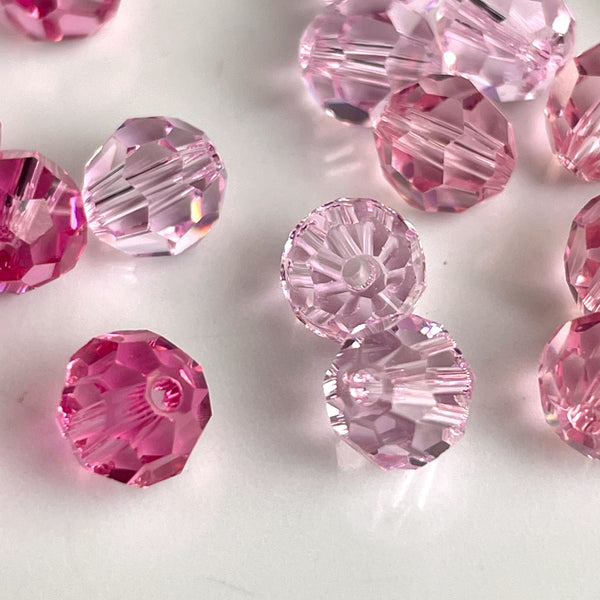 6mm round crystal beads Swarovski? - 120 pcs - mixed pinks - estate destash