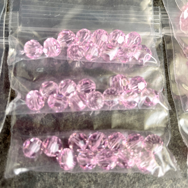 6mm round crystal beads Swarovski? - 120 pcs - mixed pinks - estate destash