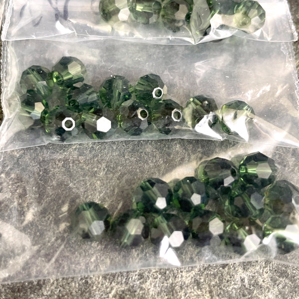 6mm round crystal beads Swarovski? - 120 pcs - mixed greens - estate destash