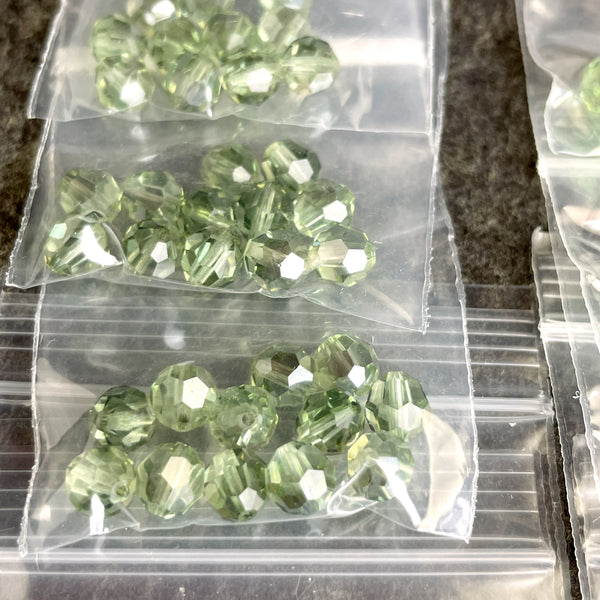 6mm round crystal beads Swarovski? - 120 pcs - mixed greens - estate destash