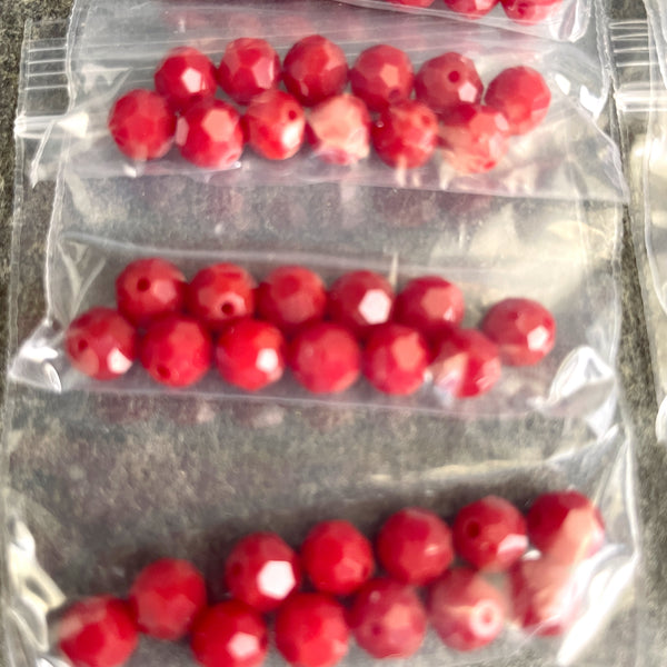 6mm round crystal beads Swarovski? - 120 pcs - mixed reds - estate destash