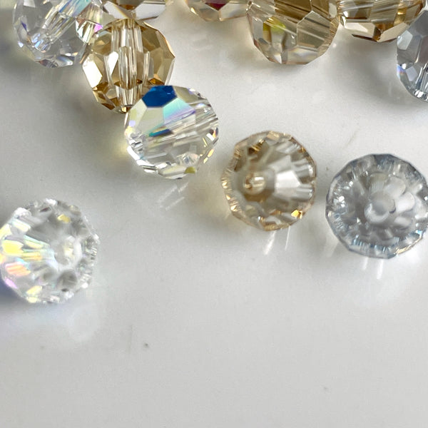 6mm round crystal beads Swarovski? - 120 pcs - light colors - estate destash