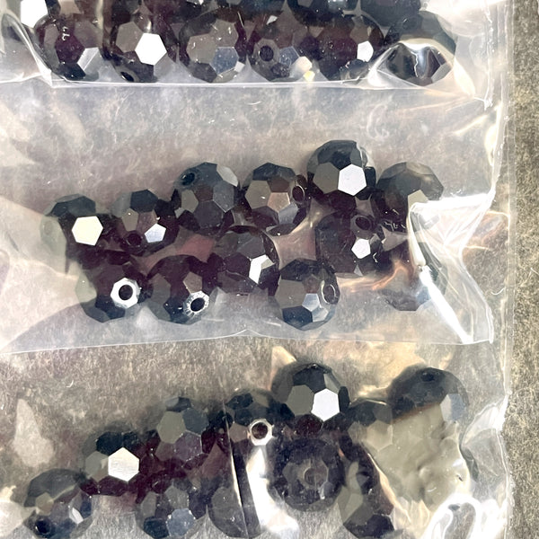 6mm round crystal beads Swarovski? - 120 pcs - black and crystal AB - estate destash