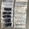 6mm round crystal beads Swarovski? - 120 pcs - jet black and crystal AB - estate destash - NextStage Vintage