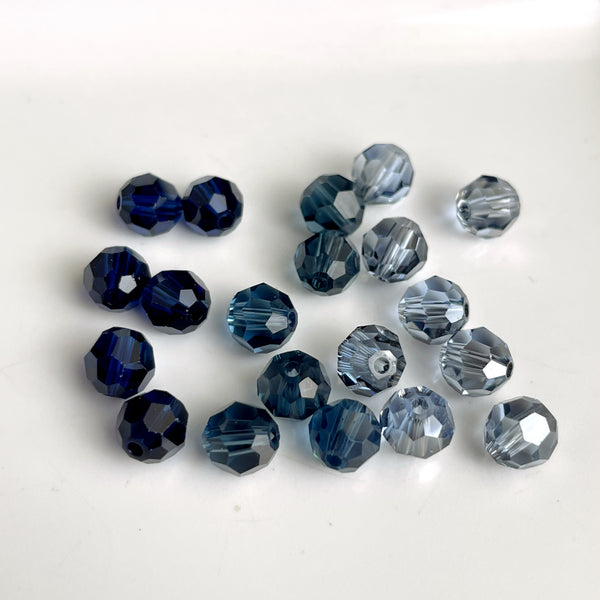 6mm round crystal beads Swarovski? - 120 pcs -  deeper blues - estate destash