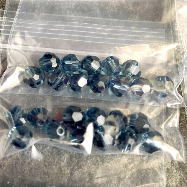 6mm round crystal beads Swarovski? - 120 pcs -  deeper blues - estate destash