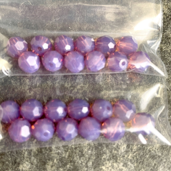 6mm round crystal beads Swarovski? - 120 pcs - purples - estate destash