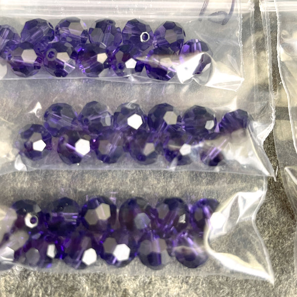 6mm round crystal beads Swarovski? - 120 pcs - purples - estate destash