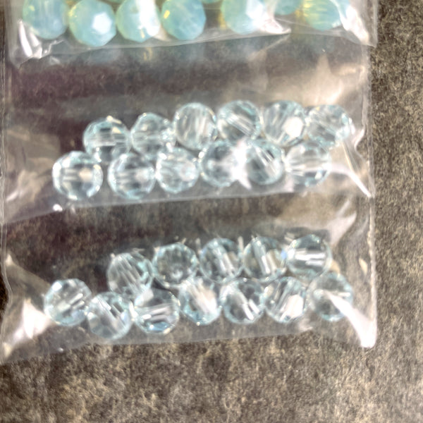 6mm round crystal beads Swarovski? - 120 pcs - aqua blues - estate destash