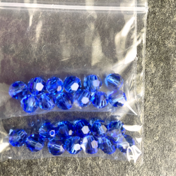 6mm round crystal beads Swarovski? - 120 pcs - light blues - estate destash