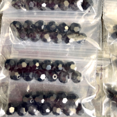 6mm round crystal beads Swarovski? - 120 pcs -  jet black - estate destash - NextStage Vintage