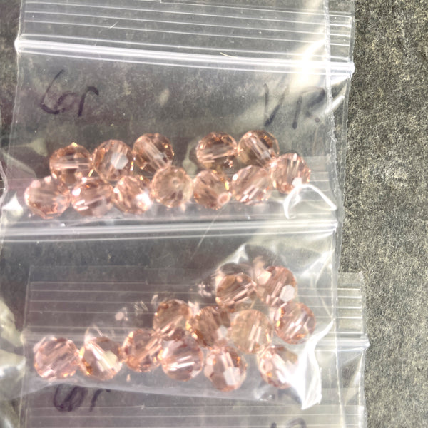 6mm round crystal beads Swarovski? - 120 pcs - roses and pinks - estate destash