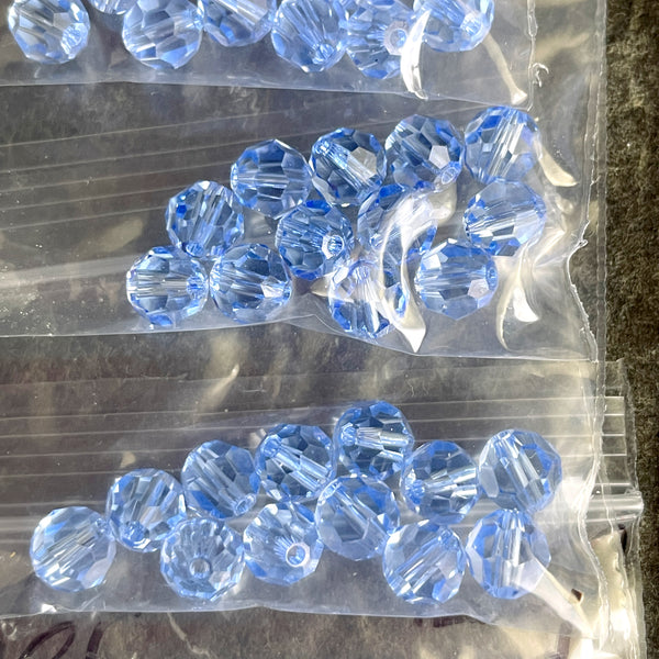 6mm round crystal beads Swarovski? - 120 pcs - light blues - estate destash