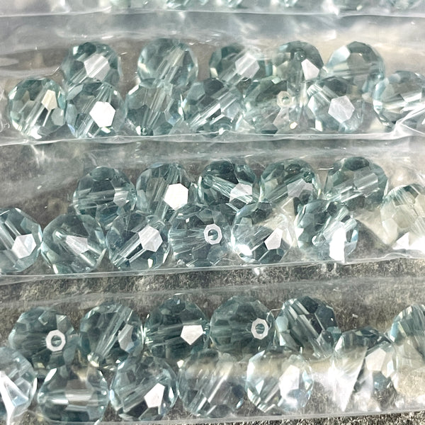 6mm round crystal beads Swarovski? - lot of 120+ smoky blues - estate destash