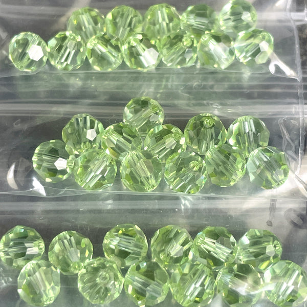 6mm round crystal beads Swarovski? - 120+ pcs greens - estate destash