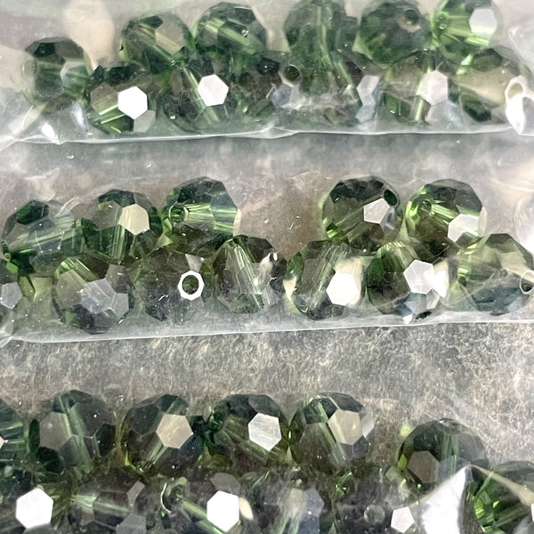 6mm round crystal beads Swarovski? - 120+ pcs greens - estate destash