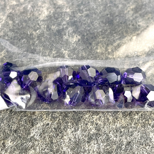 6mm round crystal beads Swarovski? - 120+ pcs - purples - estate destash