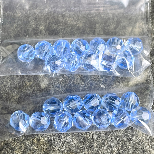 6mm round crystal beads Swarovski? - 108 pcs - bright blues - estate destash