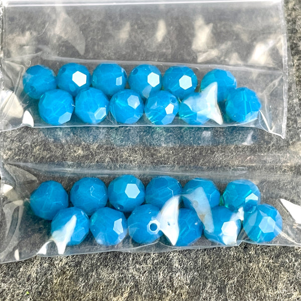 6mm round crystal beads Swarovski? - 108 pcs - bright blues - estate destash