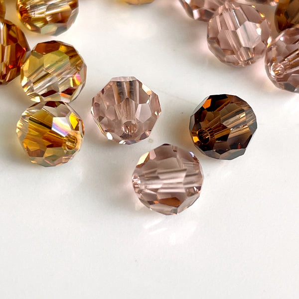 6mm round crystal beads Swarovski? - 120 pcs - mixed browns - estate destash