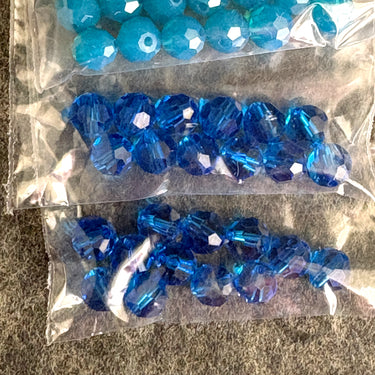 6mm round crystal beads Swarovski? - 120 pcs - blues and grays - estate destash - NextStage Vintage