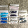 6mm round crystal beads Swarovski? - 120 pcs - blues and grays - estate destash - NextStage Vintage