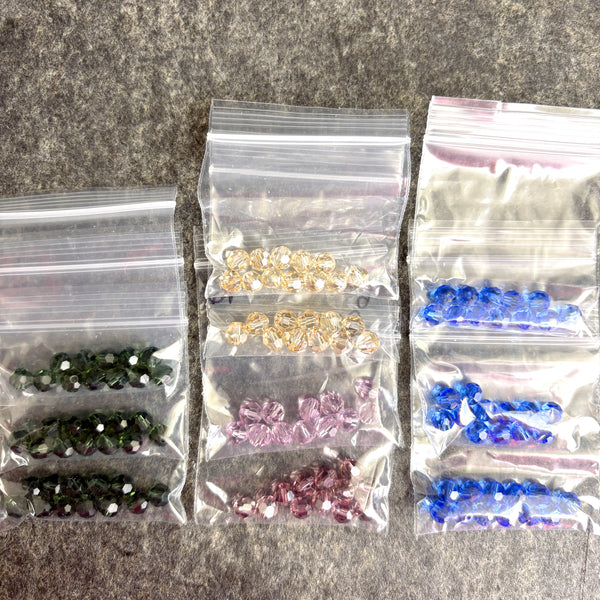 6mm round crystal beads Swarovski? - 120 pcs - 4 colors - estate destash