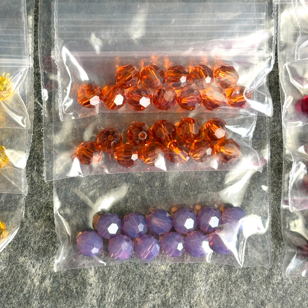 6mm round crystal beads Swarovski? - 120 pcs - sunset colors - estate destash
