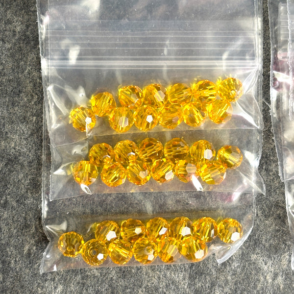 6mm round crystal beads Swarovski? - 120 pcs - sunset colors - estate destash