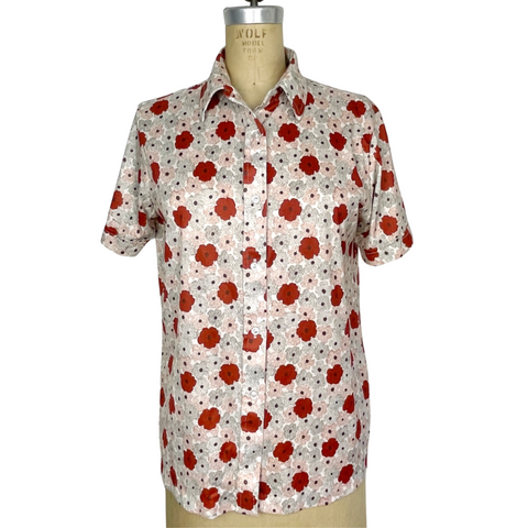 Vintage 1970s rust & brown poppy print Sears blouse – Size M/L - NextStage Vintage