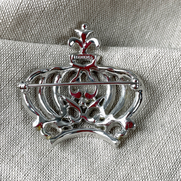 Eisenberg sparkly rhinestone crown brooch - 1950s vintage - NextStage Vintage